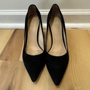 Black Suede Women's Pumps Block Heels
